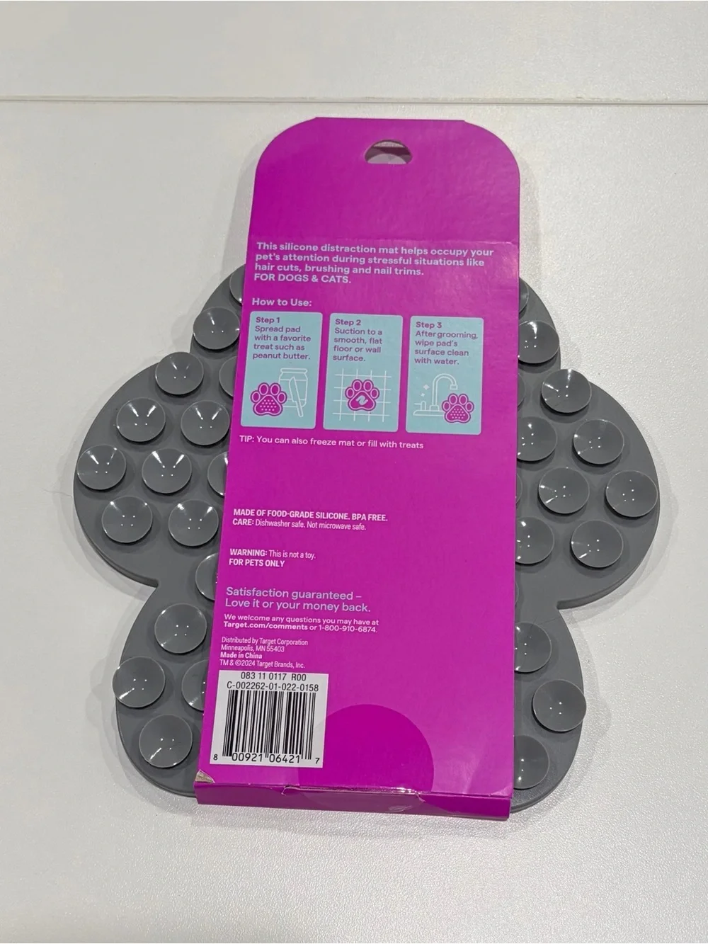 Silicone Distraction Mat for Dogs Gray up&up Suction Cup Bottom Dishwasher NWT